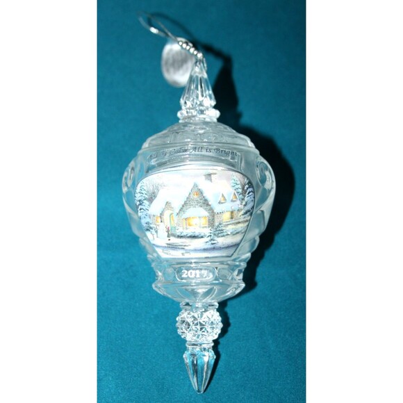 2017 Thomas Kinkade Crystal Christmas Ornament All Calm All Bright Holiday Decor - Picture 1 of 6